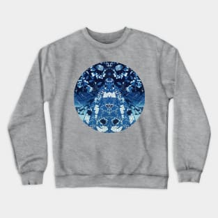 Japanese Abstract Collage Kuniyoshi Print Round Indigo/Blue/Aqua Crewneck Sweatshirt